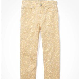 NWT American Eagle  Straight Leg Yellow Floral Print Jeans Size 12